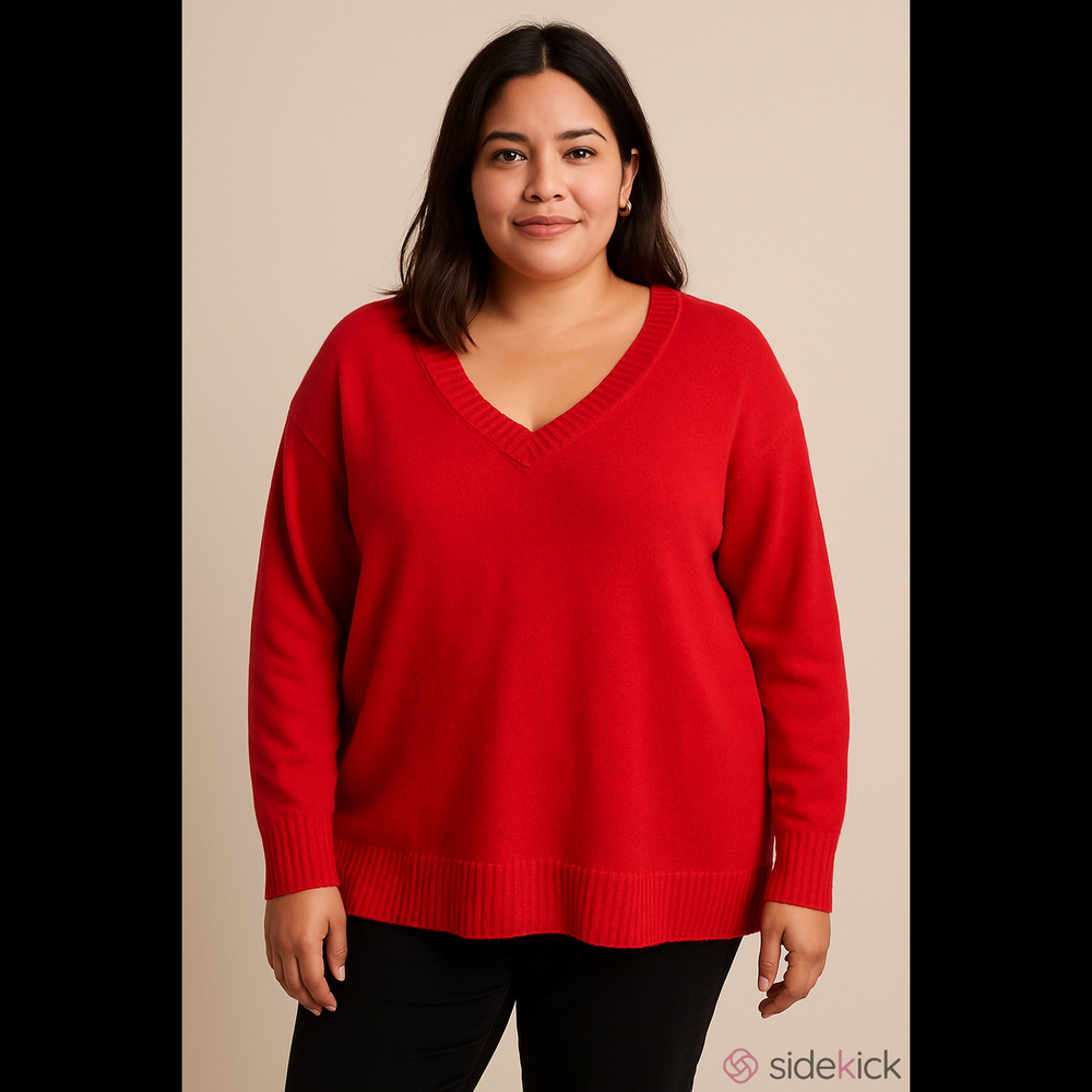 Caslon Vivid Red V-Neck Sweater for Women